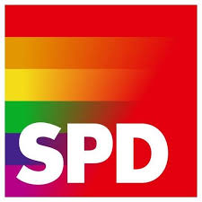 Logo der SPD queer mit Regenbogen-Farben als Vorbereitung auf eine Diskussionsrunde mit SM Master Andre alias Der Dominus